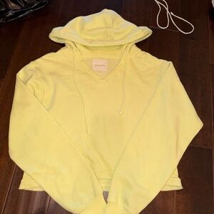 American Eagle Outfitters Yellow V-Neck Hoodie